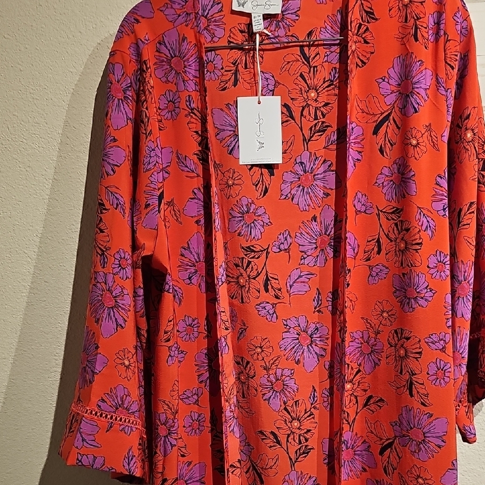 Jessica Simpson Red and Purple Floral Cardigan